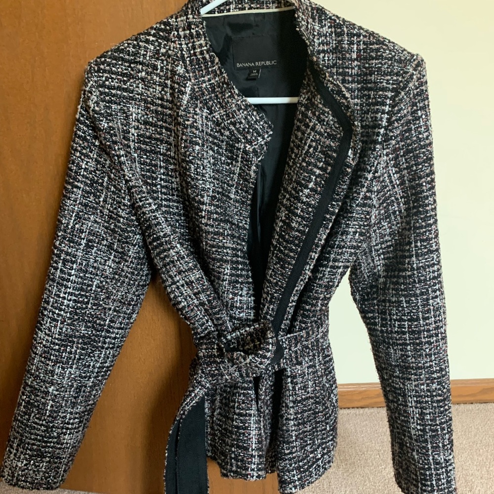 Banana Republic belted tweed jacket M